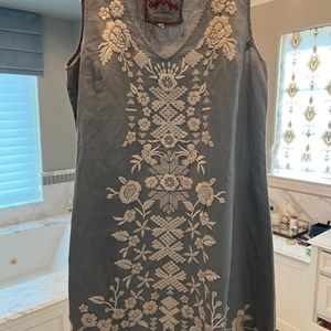 Johnny Was Gray Linen Trapeze Tunic Dress